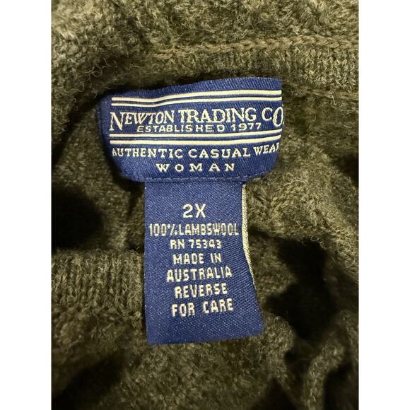 Newton Trading Company Olive Green 2XL 100% Lambswool kangaroo zipper pouch - Picture 5 of 6